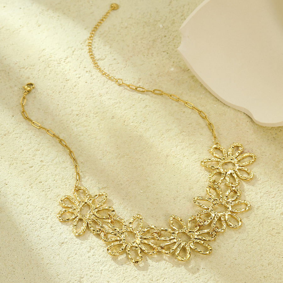 Asymmetric Floral Petals Necklace