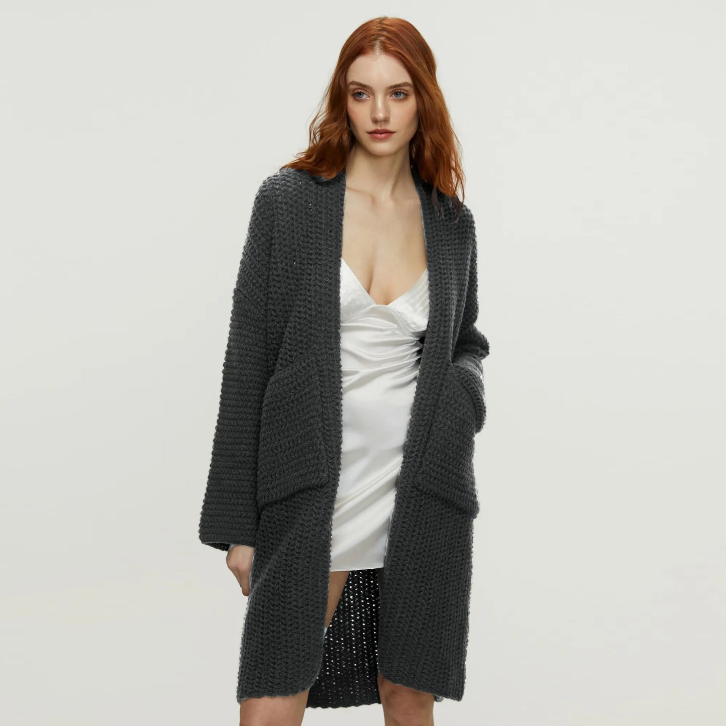 Knitted Mid Length Coat Cardigan