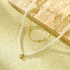 18K Stainless Steel Pearl Double Layered Necklace