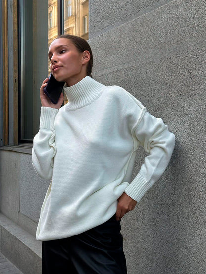 Patchwork Turtleneck Pullover Sweater