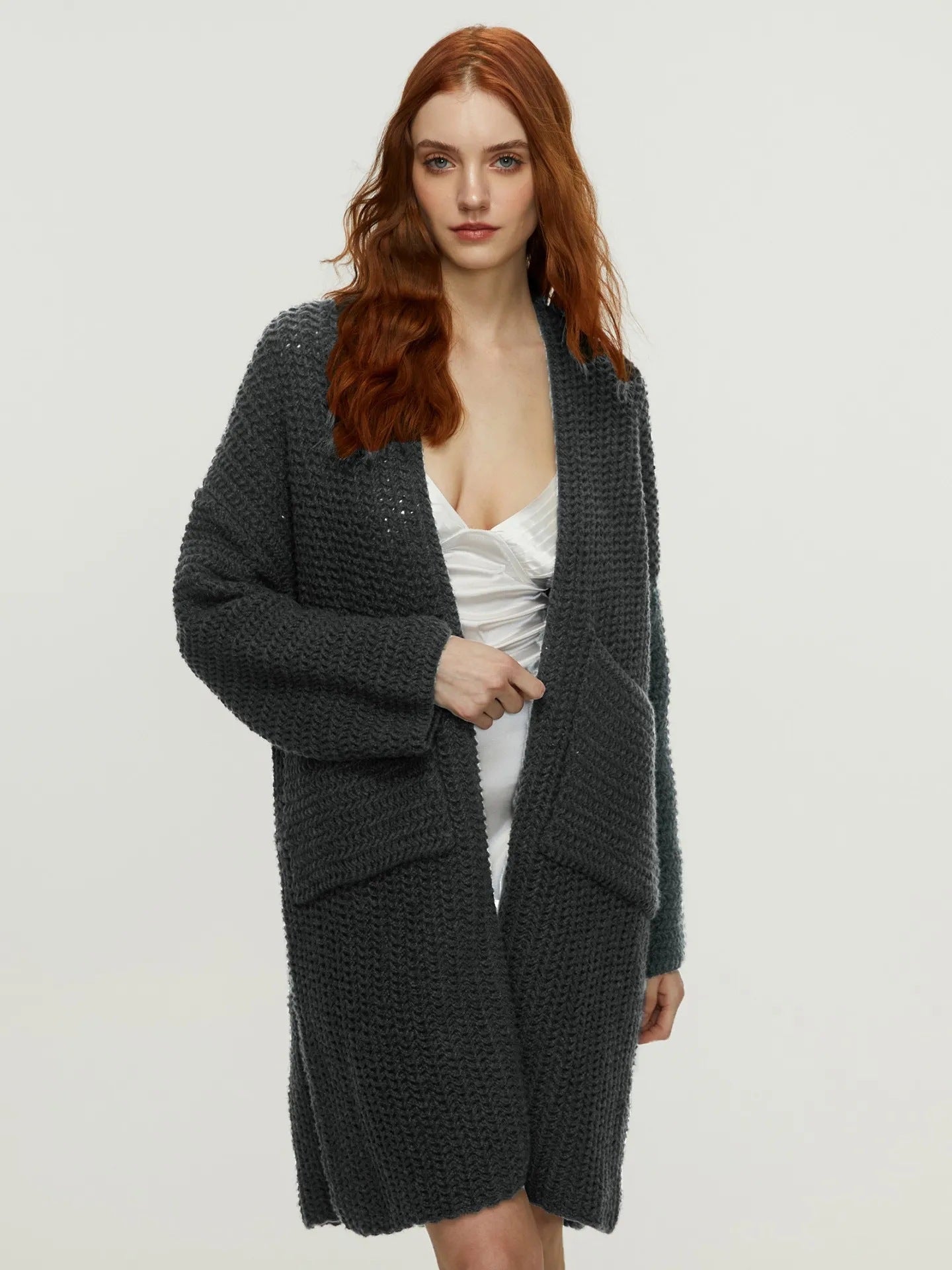 Knitted Mid Length Coat Cardigan