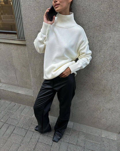 Patchwork Turtleneck Pullover Sweater