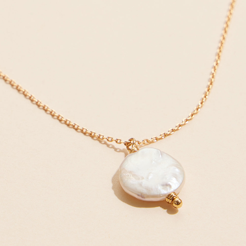 18K Gold Dipped Baroque Pearl Pendant Necklace