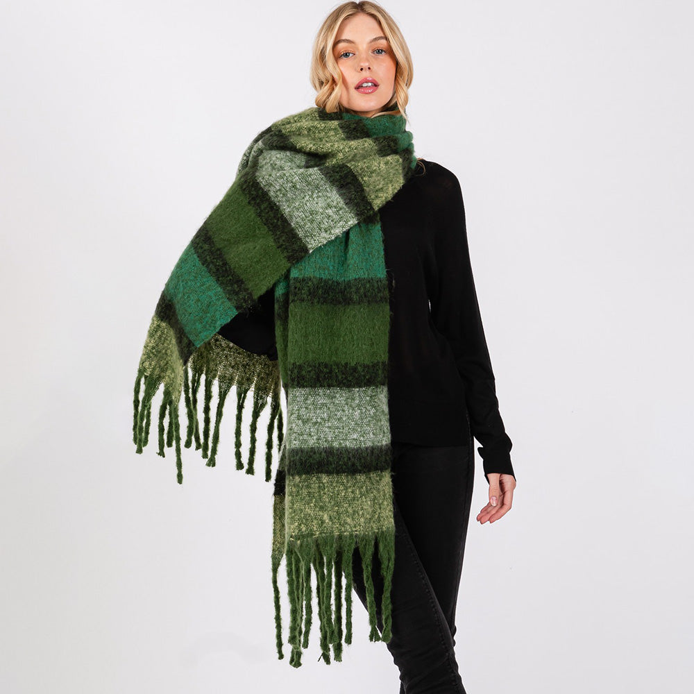 Multi Color Stripe Scarf with Fringes