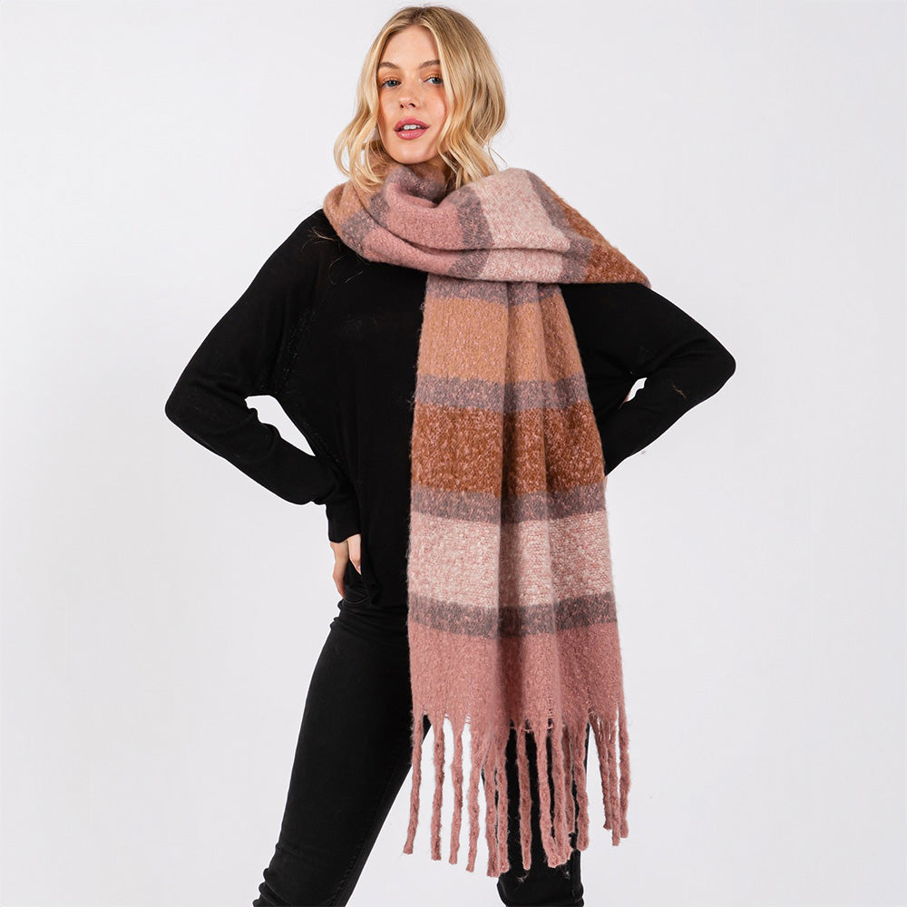 Multi Color Stripe Scarf with Fringes