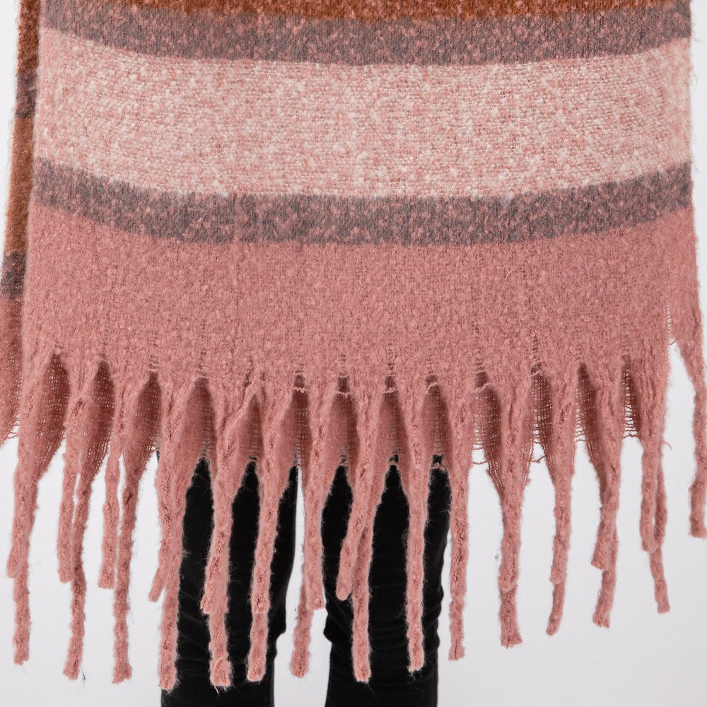 Multi Color Stripe Scarf with Fringes