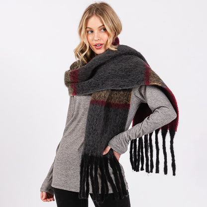 Multi Color Stripe Scarf with Fringes