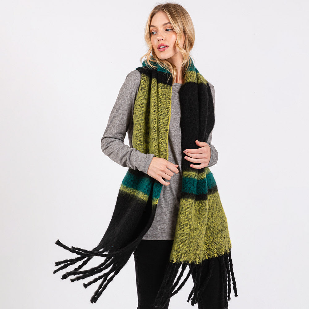 Multi Color Stripe Scarf with Fringes