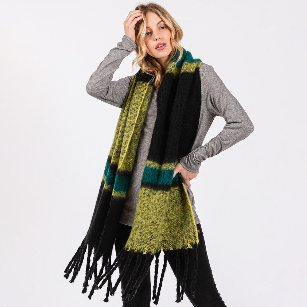 Multi Color Stripe Scarf with Fringes