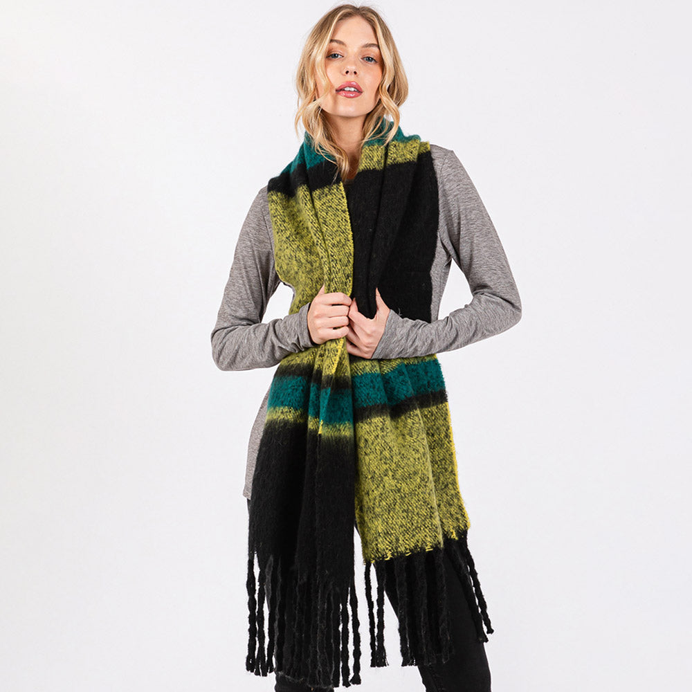 Multi Color Stripe Scarf with Fringes