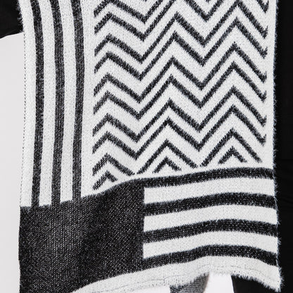 Fuzzy Chevron Pattern Ruana Poncho