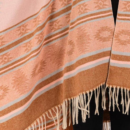 Aztec Pattern Fringe Ruana Poncho