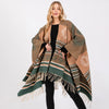 Aztec Pattern Fringe Ruana Poncho