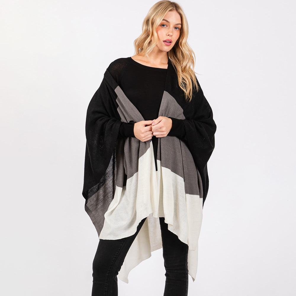 Three Tones Ruana Poncho