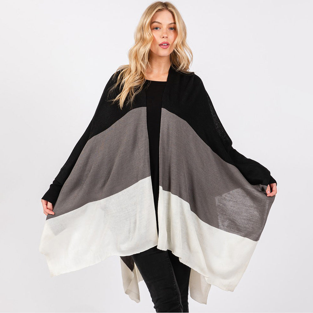 Three Tones Ruana Poncho