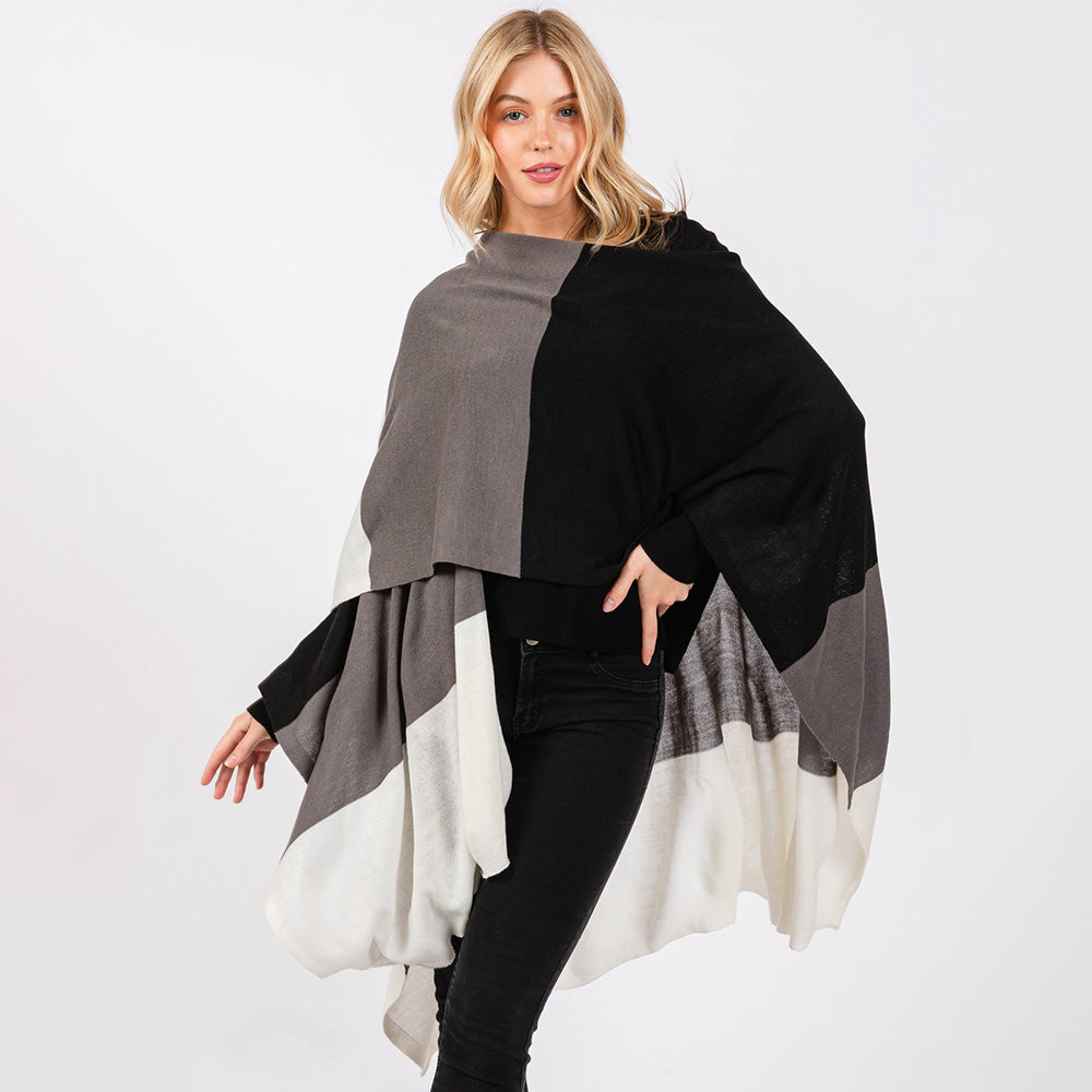 Three Tones Ruana Poncho