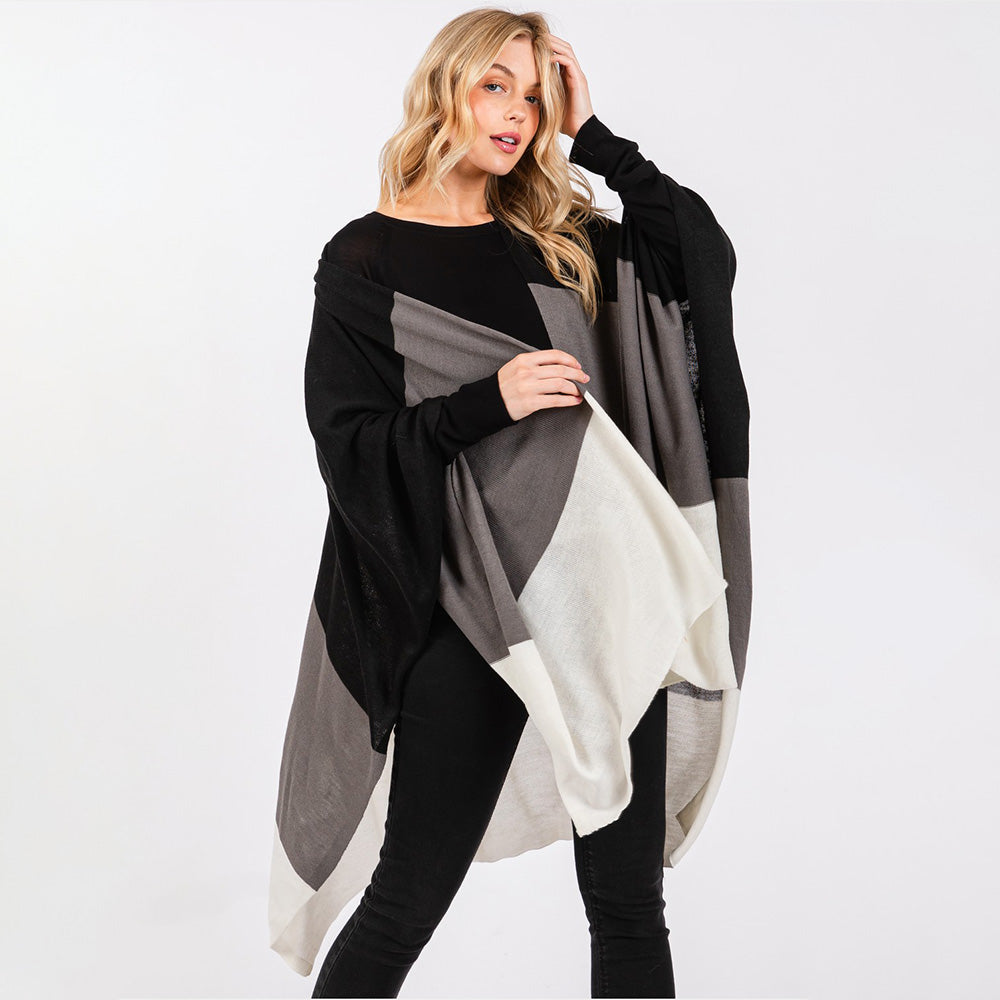 Three Tones Ruana Poncho