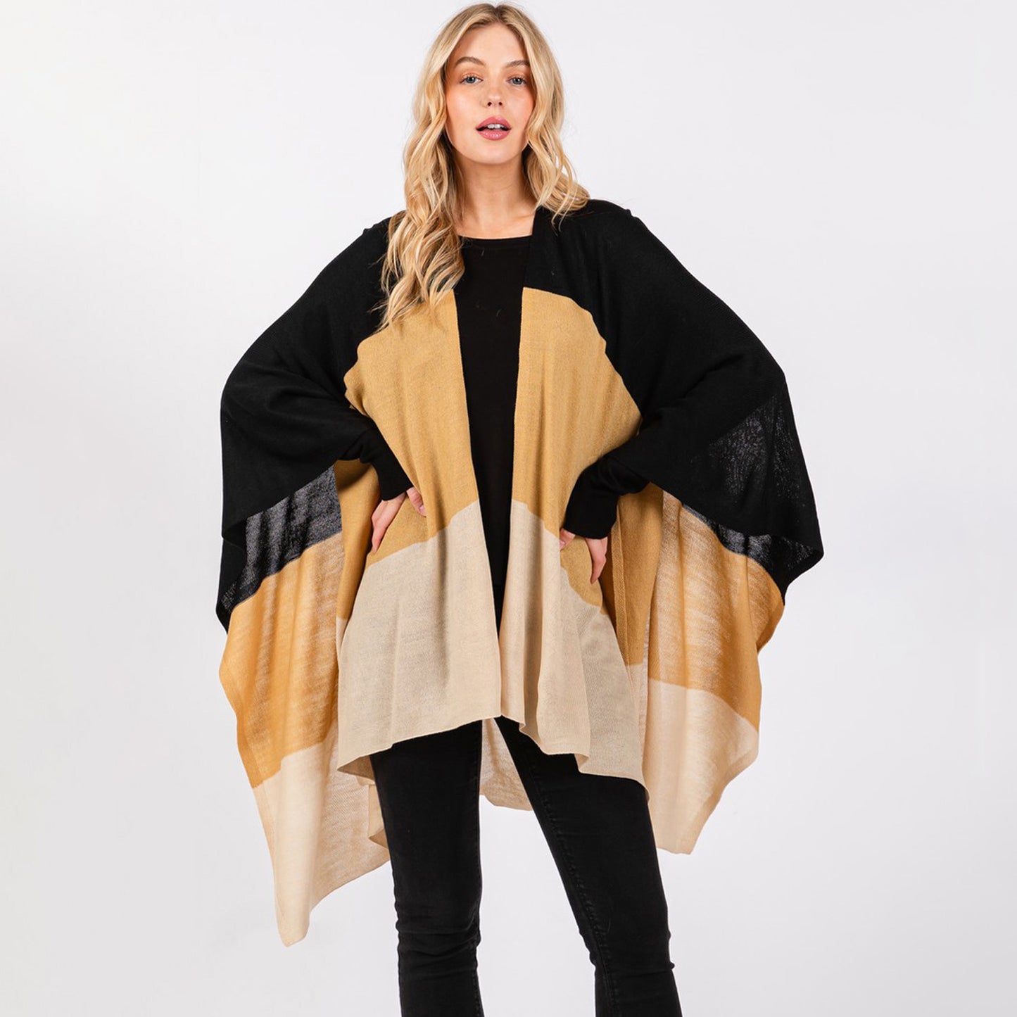 Three Tones Ruana Poncho