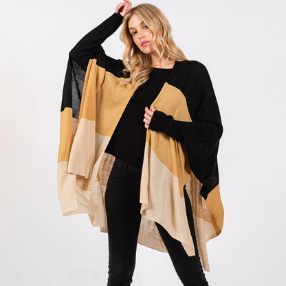 Three Tones Ruana Poncho