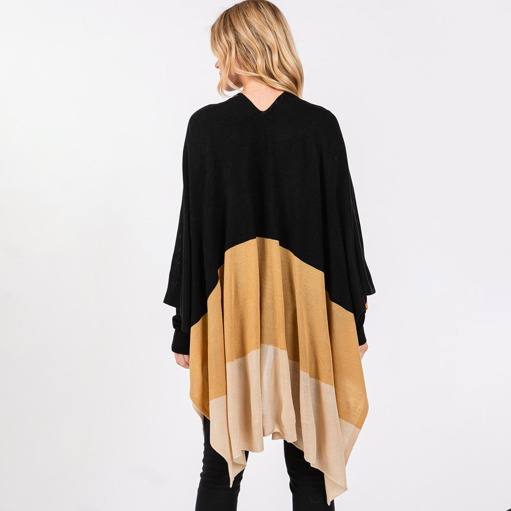 Three Tones Ruana Poncho