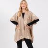 Fleece Flower Detailed Kimono Poncho