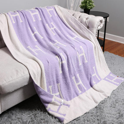 H Patterned Reversible Cozy Throw Blanket