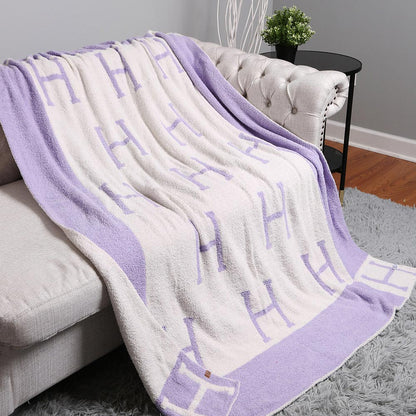 H Patterned Reversible Cozy Throw Blanket