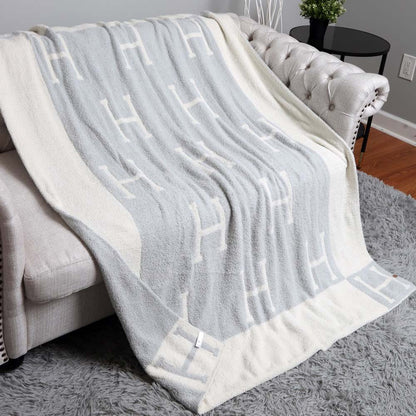 H Patterned Reversible Cozy Throw Blanket