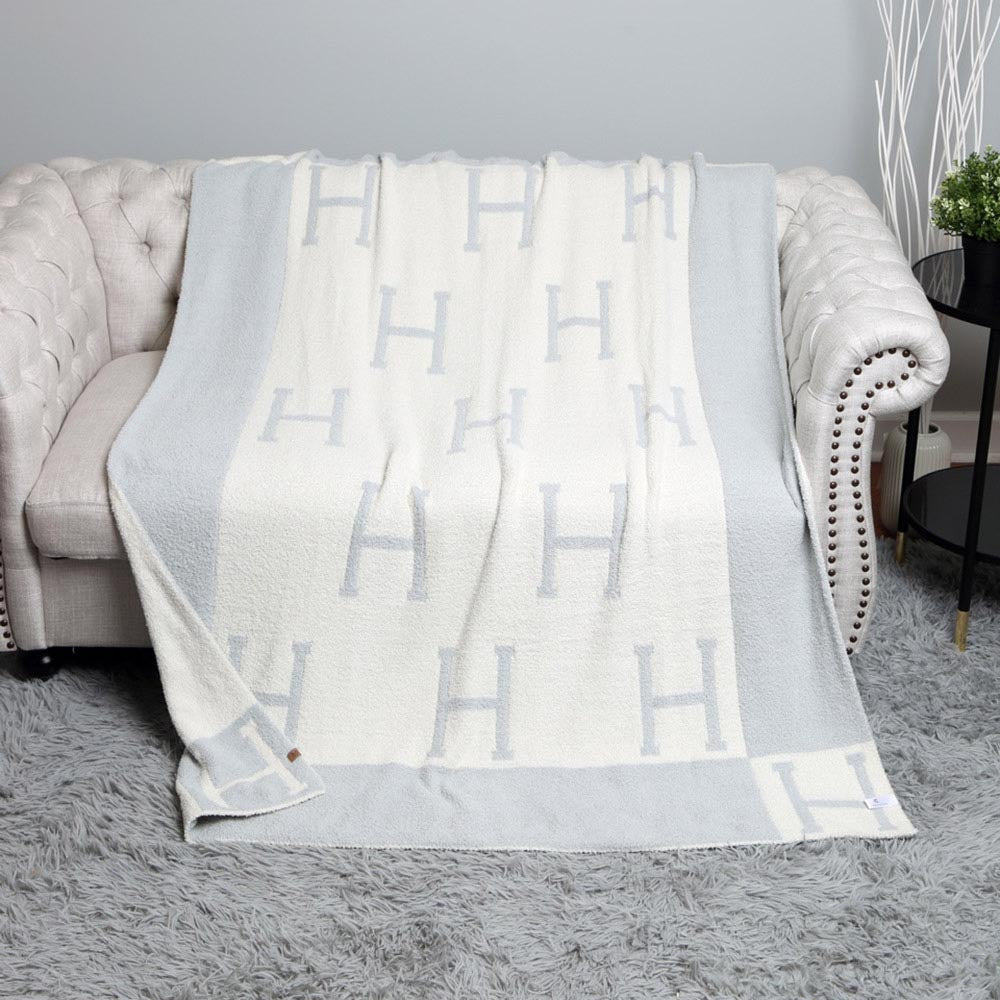 H Patterned Reversible Cozy Throw Blanket