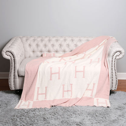 H Patterned Reversible Cozy Throw Blanket