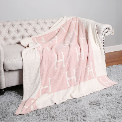 H Patterned Reversible Cozy Throw Blanket