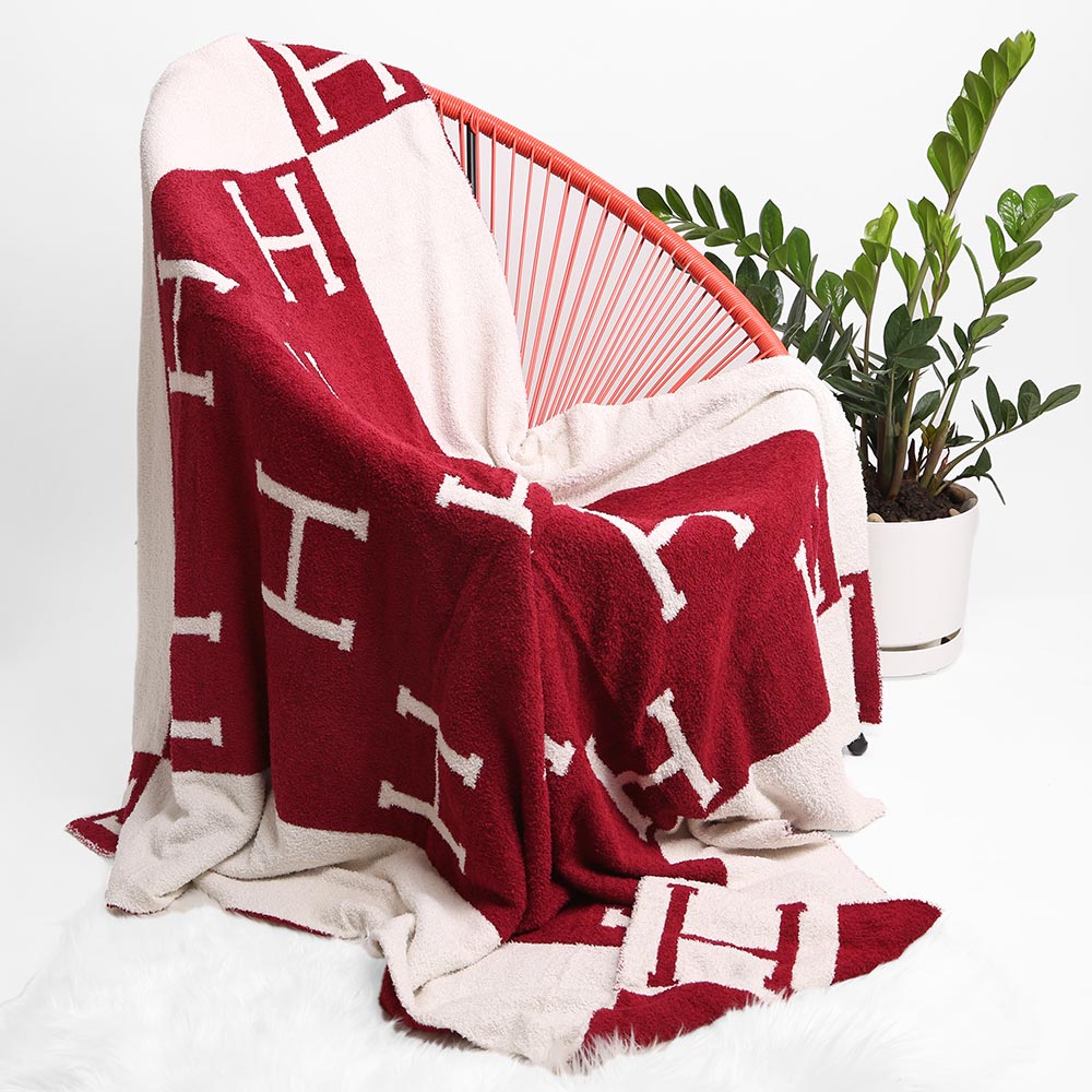 H Patterned Reversible Cozy Throw Blanket