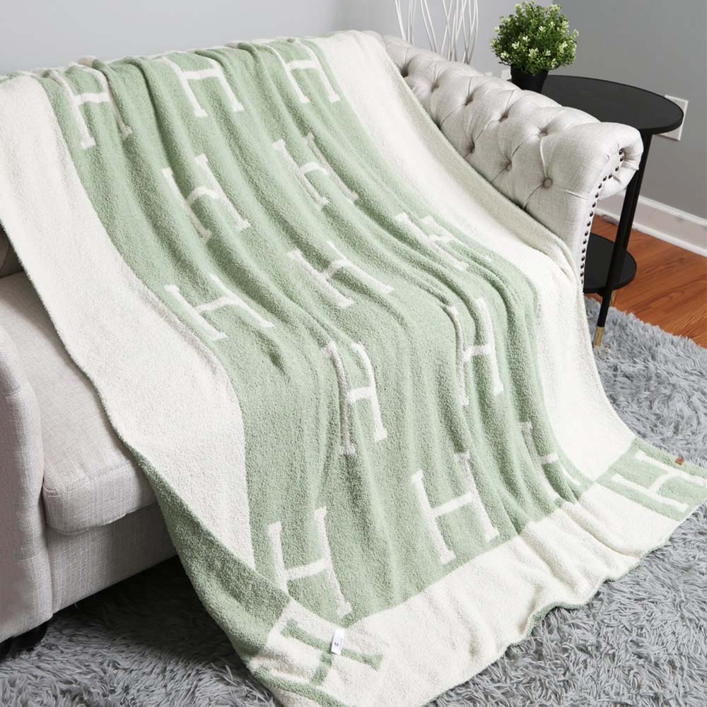 H Patterned Reversible Cozy Throw Blanket