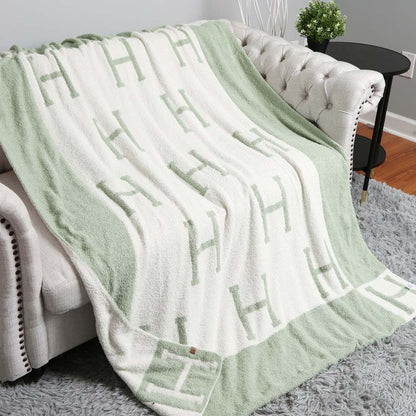 H Patterned Reversible Cozy Throw Blanket