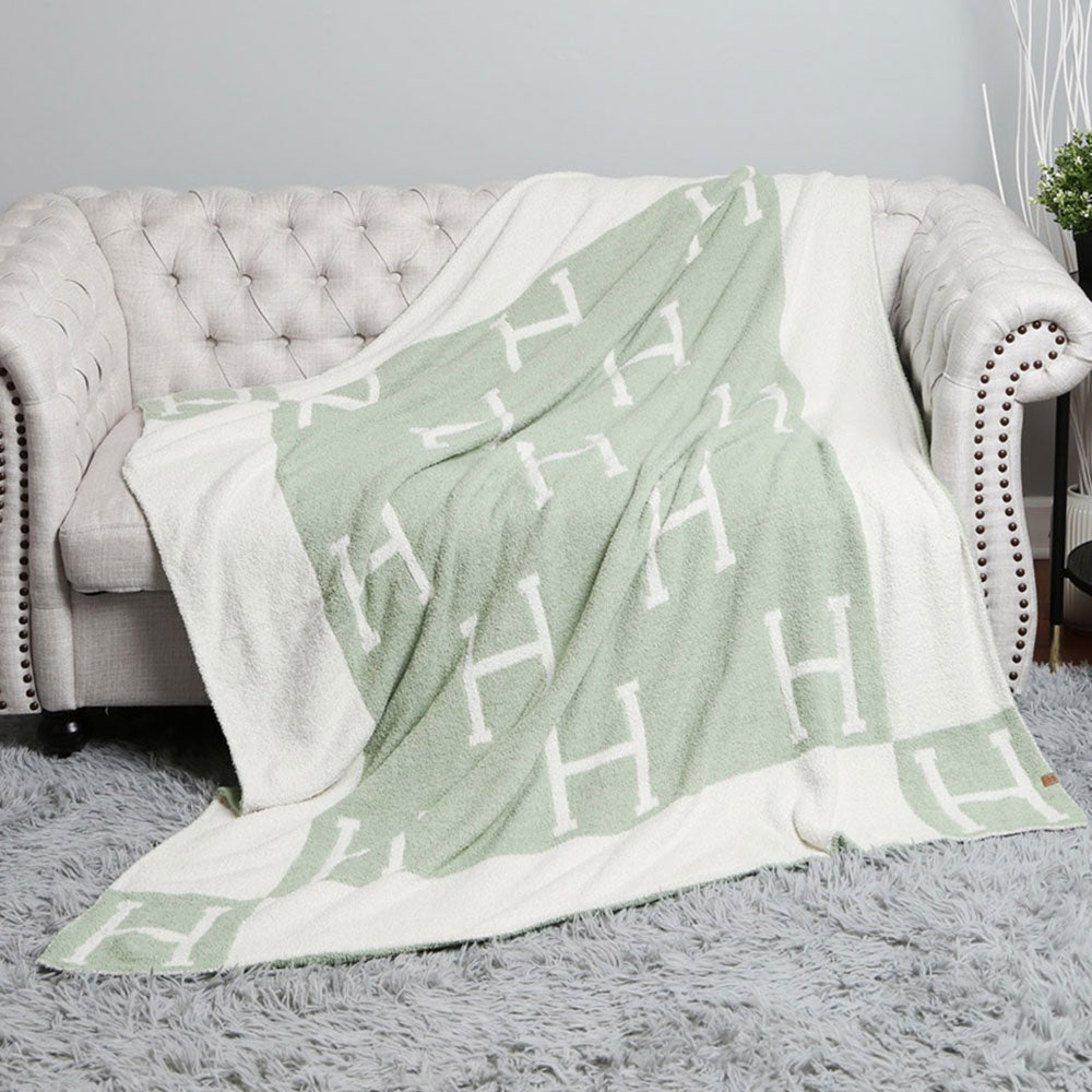 H Patterned Reversible Cozy Throw Blanket