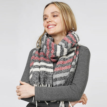 Striped Patterned Scarf with Fringes