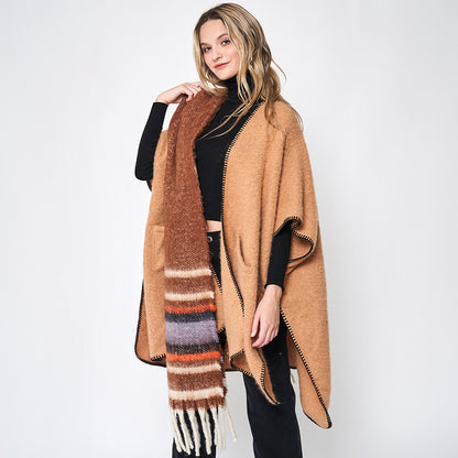 Multi Stripe Cozy Scarf with Fringe