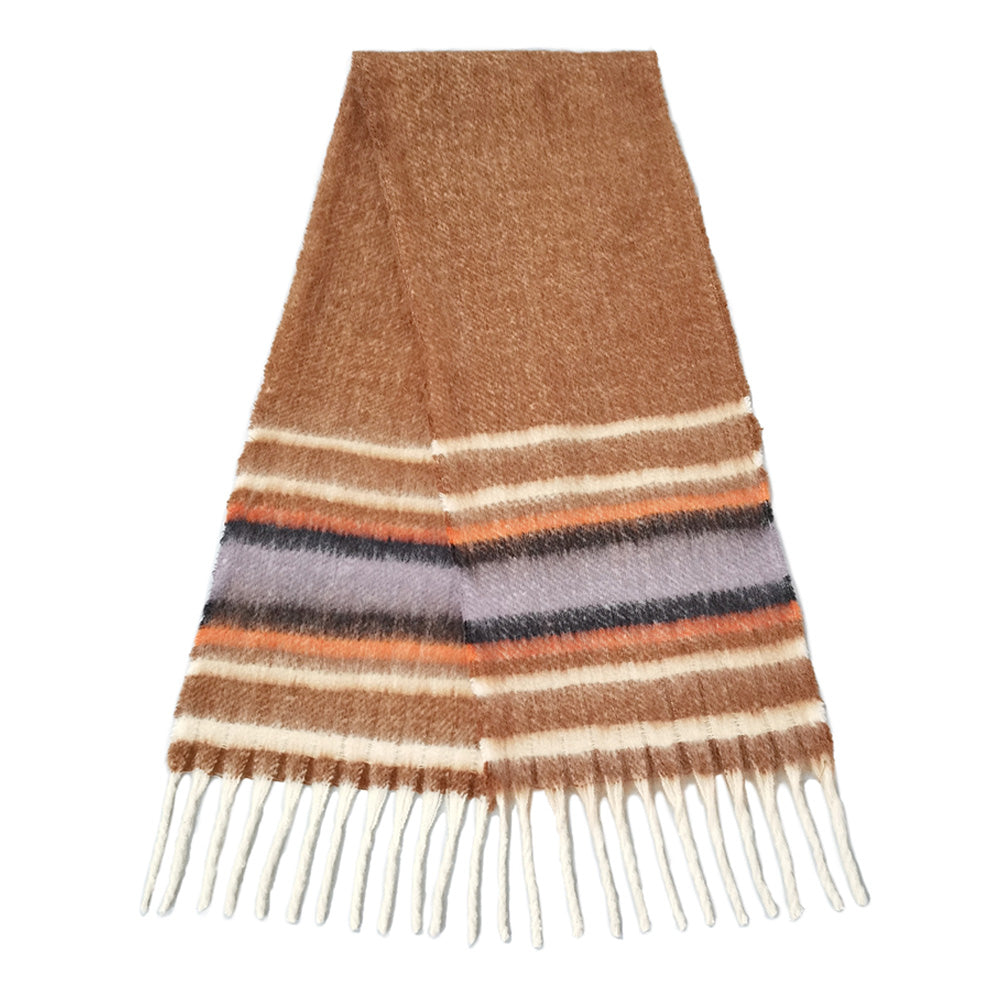 Multi Stripe Cozy Scarf with Fringe