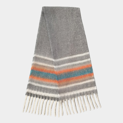 Multi Stripe Cozy Scarf with Fringe