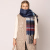 Cozy Multi Striped Fringe Oblong Scarf with Fringes