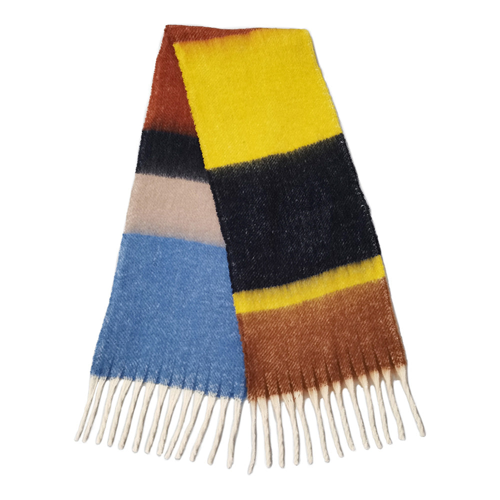 Multi Stripe Cozy Scarf with Fringe