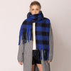 Buffalo Check Patterned Cozy Oblong Scarf with Fringes