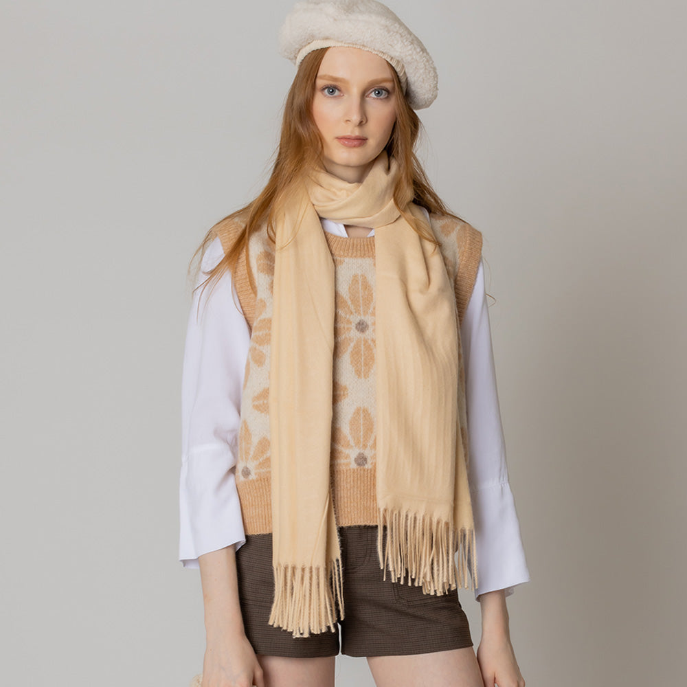 Solid Cozy Scarf with Fringe