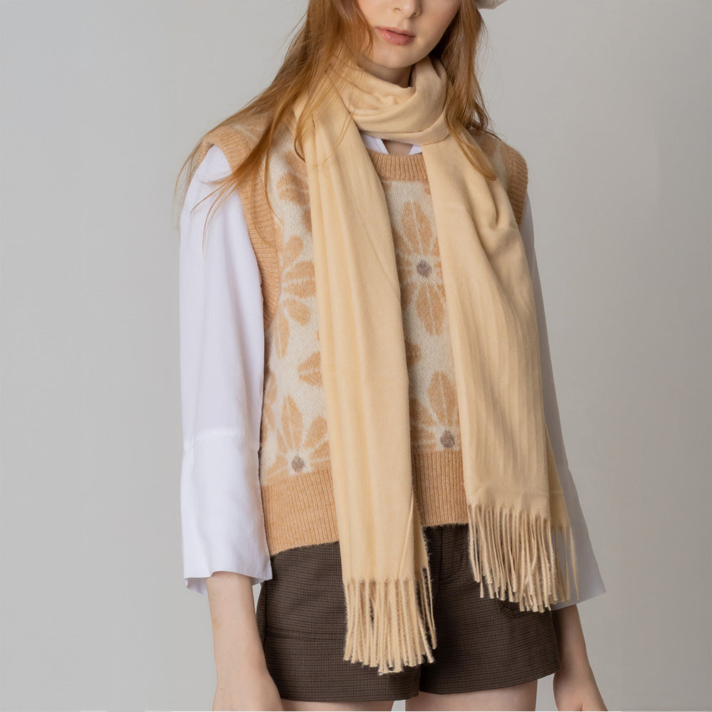 Solid Cozy Scarf with Fringe