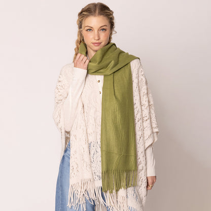 Solid Cozy Scarf with Fringe