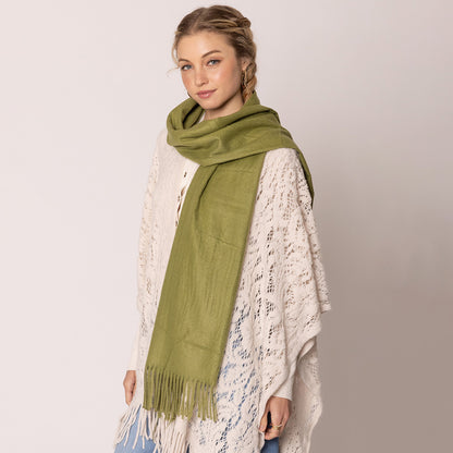 Solid Cozy Scarf with Fringe