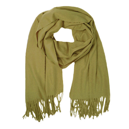 Solid Cozy Scarf with Fringe