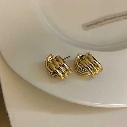 Retro Stainless Steel Hoop Earrings