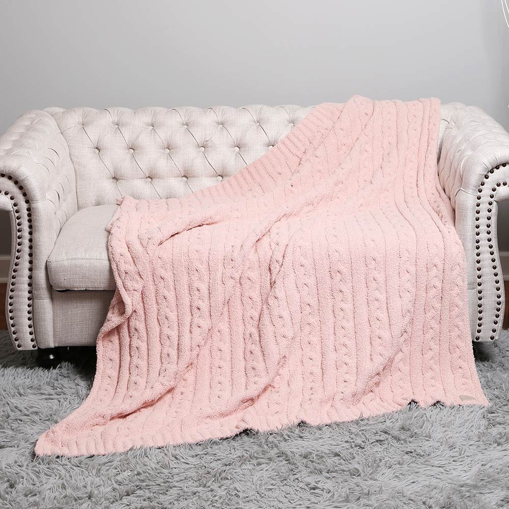 Braided Cable Knit Throw Blanket