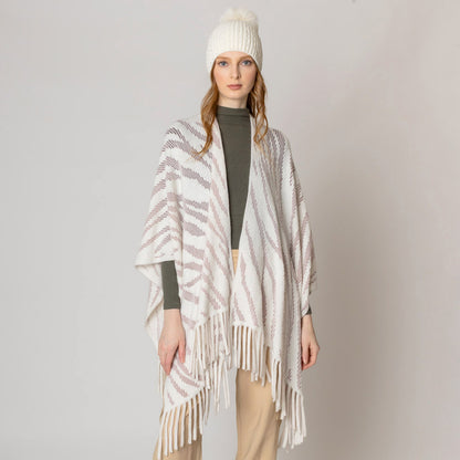 Zebra Patterned Crochet Poncho